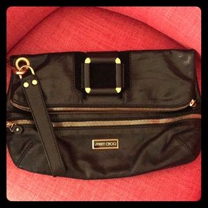Jimmy Choo clutch, black leather & suede